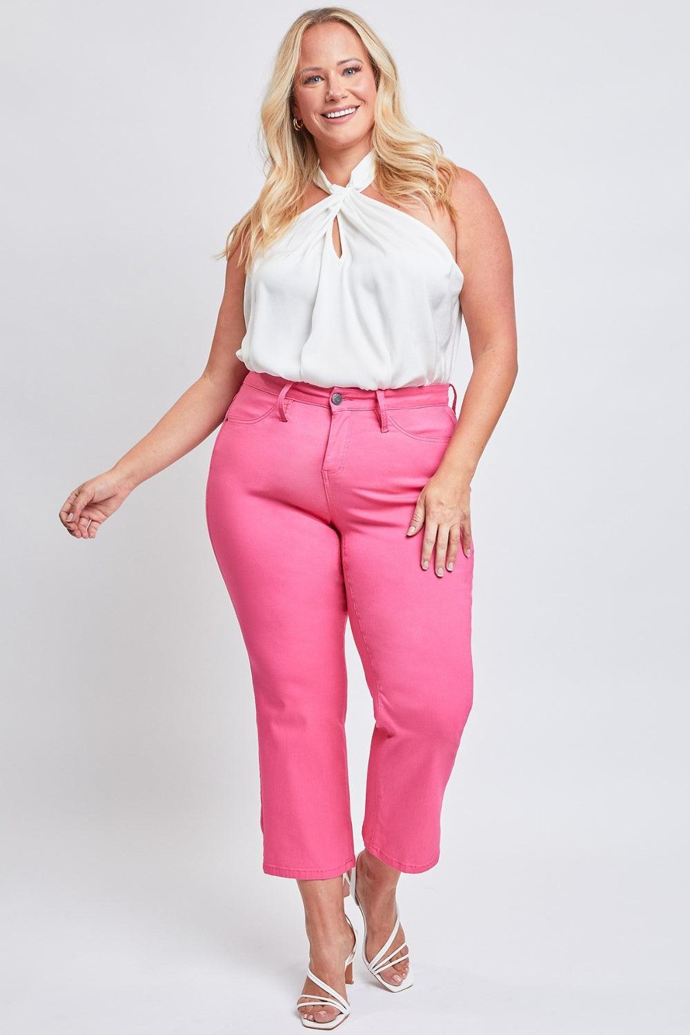 YMI Jeanswear Full Size Mid-Rise Hyperstretch Cropped Straight Pants Carauana Store