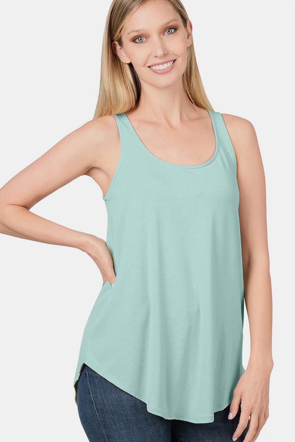 Zenana Round Neck Curved Hem Tank Carauana Store