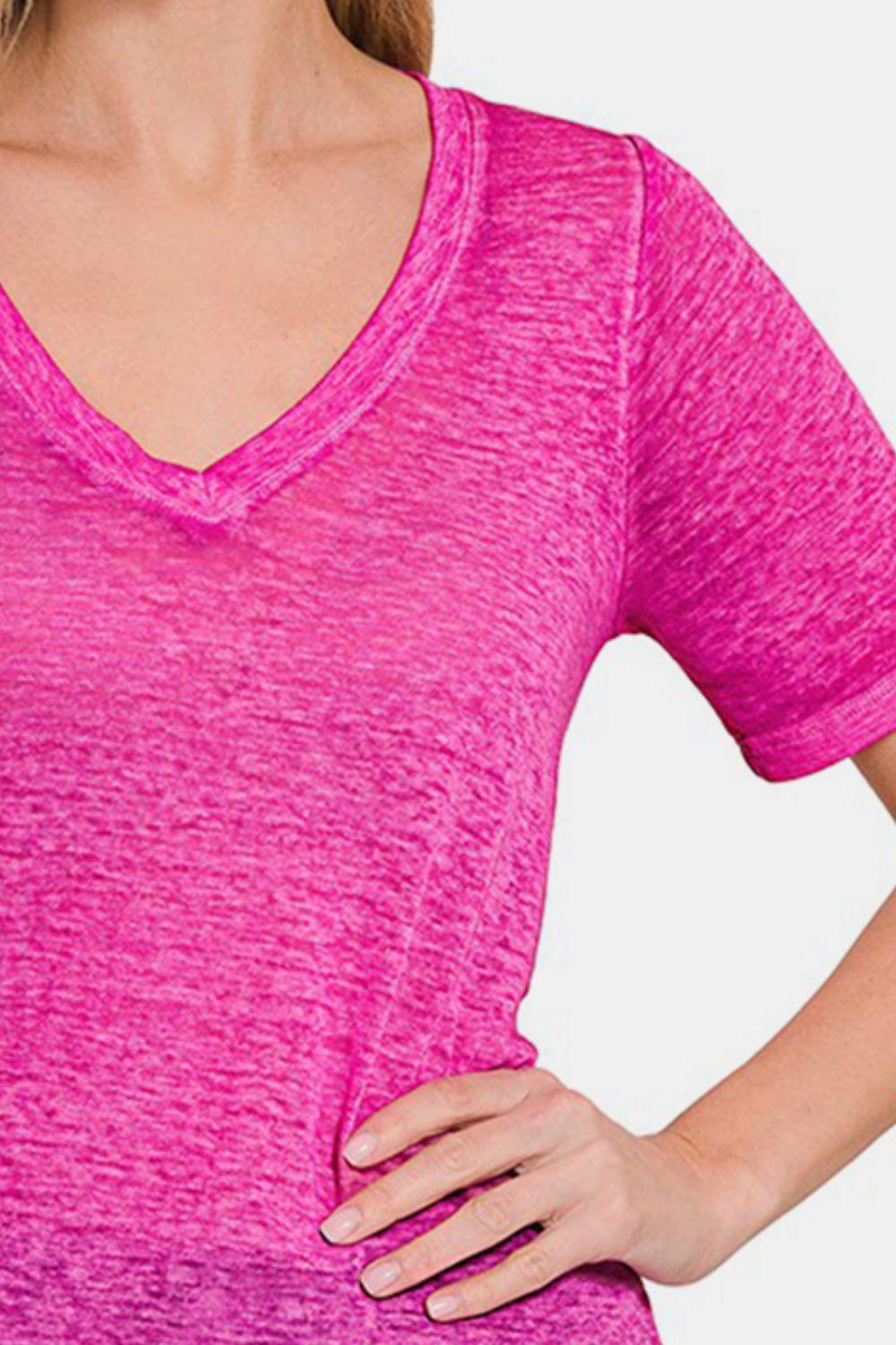 Zenana V-Neck Short Sleeve T-Shirt Carauana Store