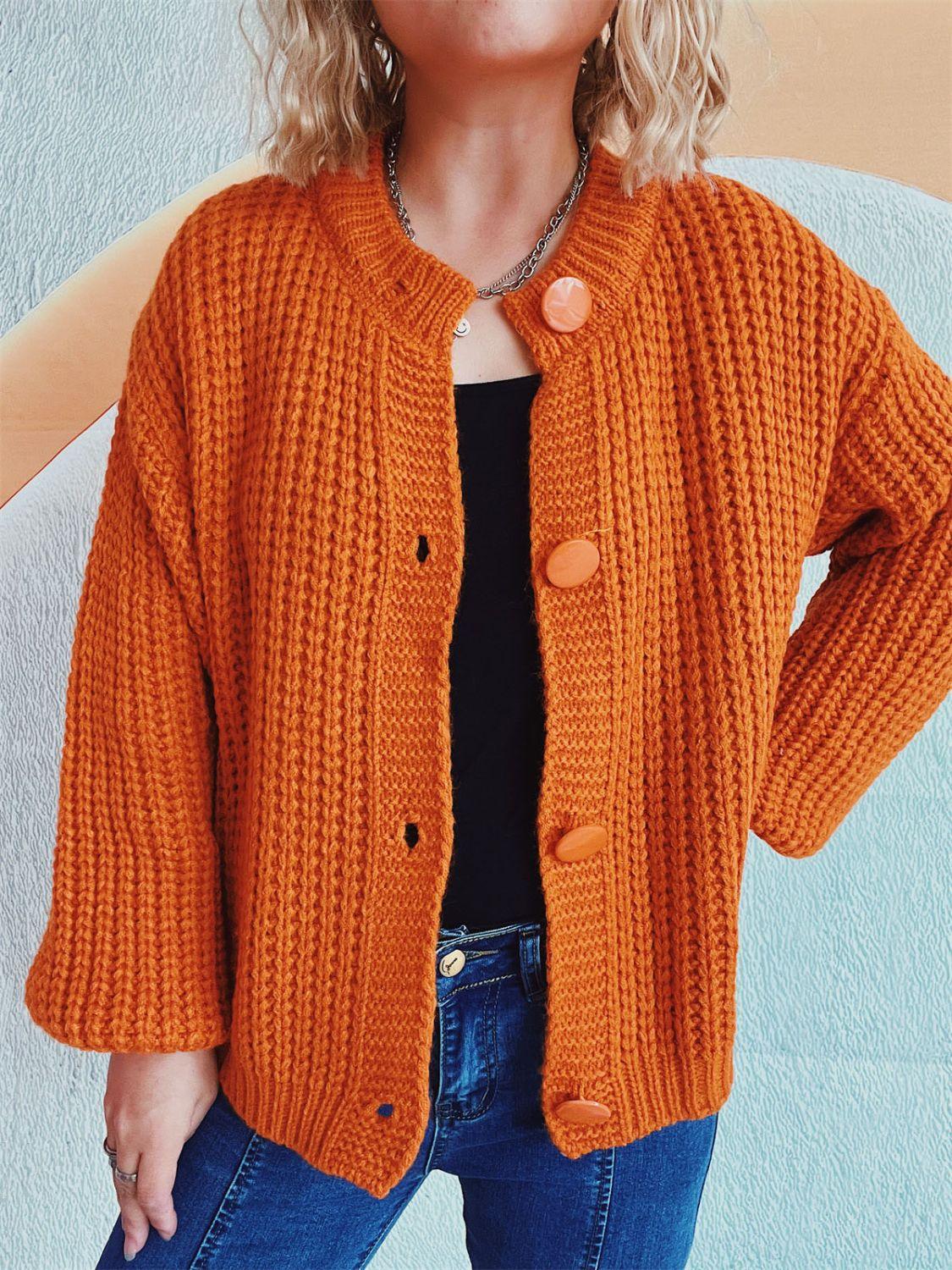 Button Up Long Sleeve Cardigan Carauana Store