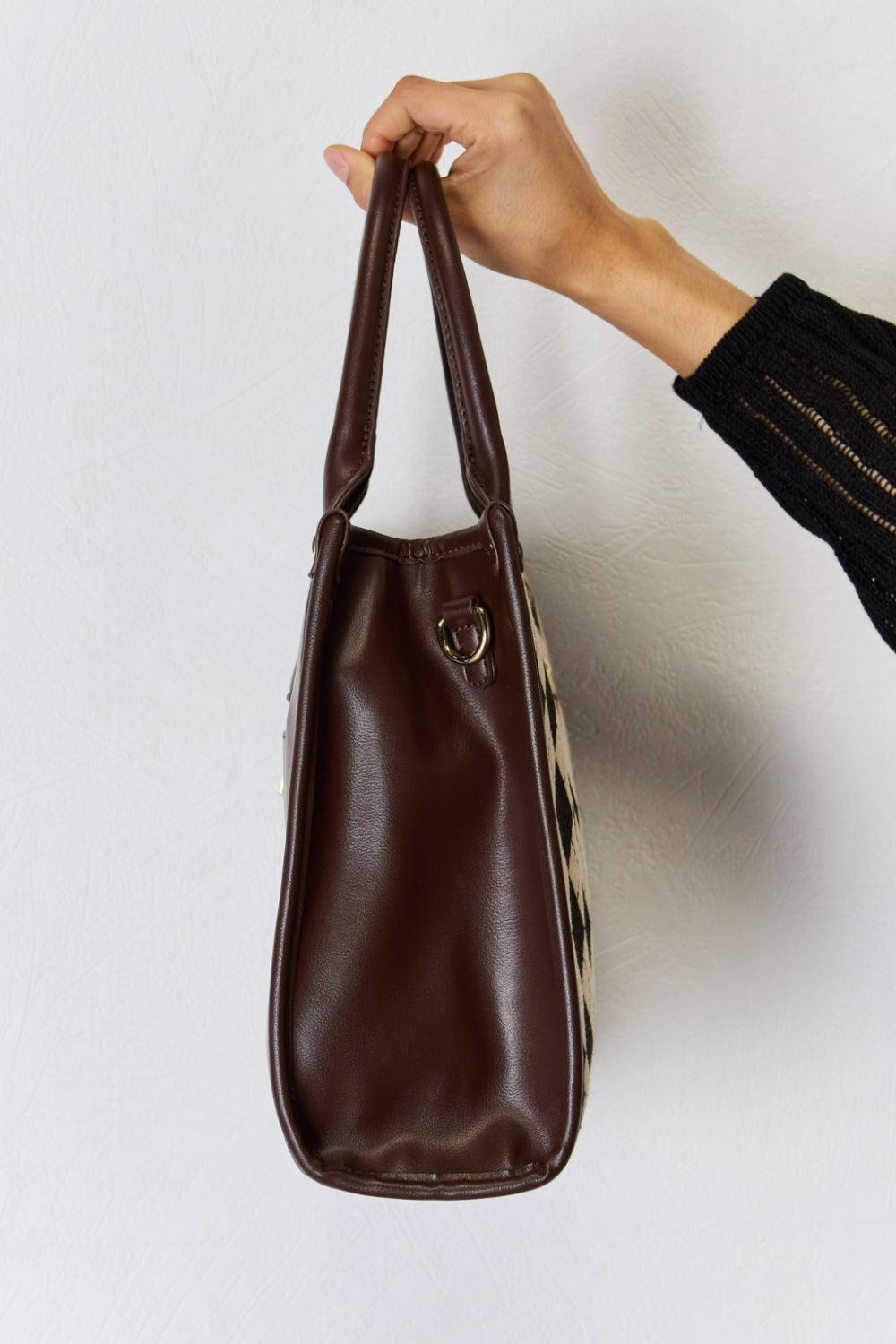 David Jones Argyle Pattern PU Leather Handbag Carauana Store