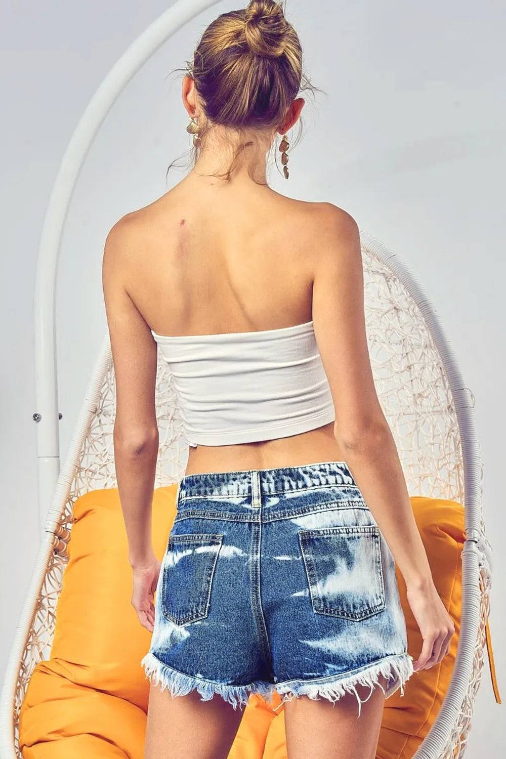 BiBi US Flag Theme Bleached Denim Shorts Carauana Store