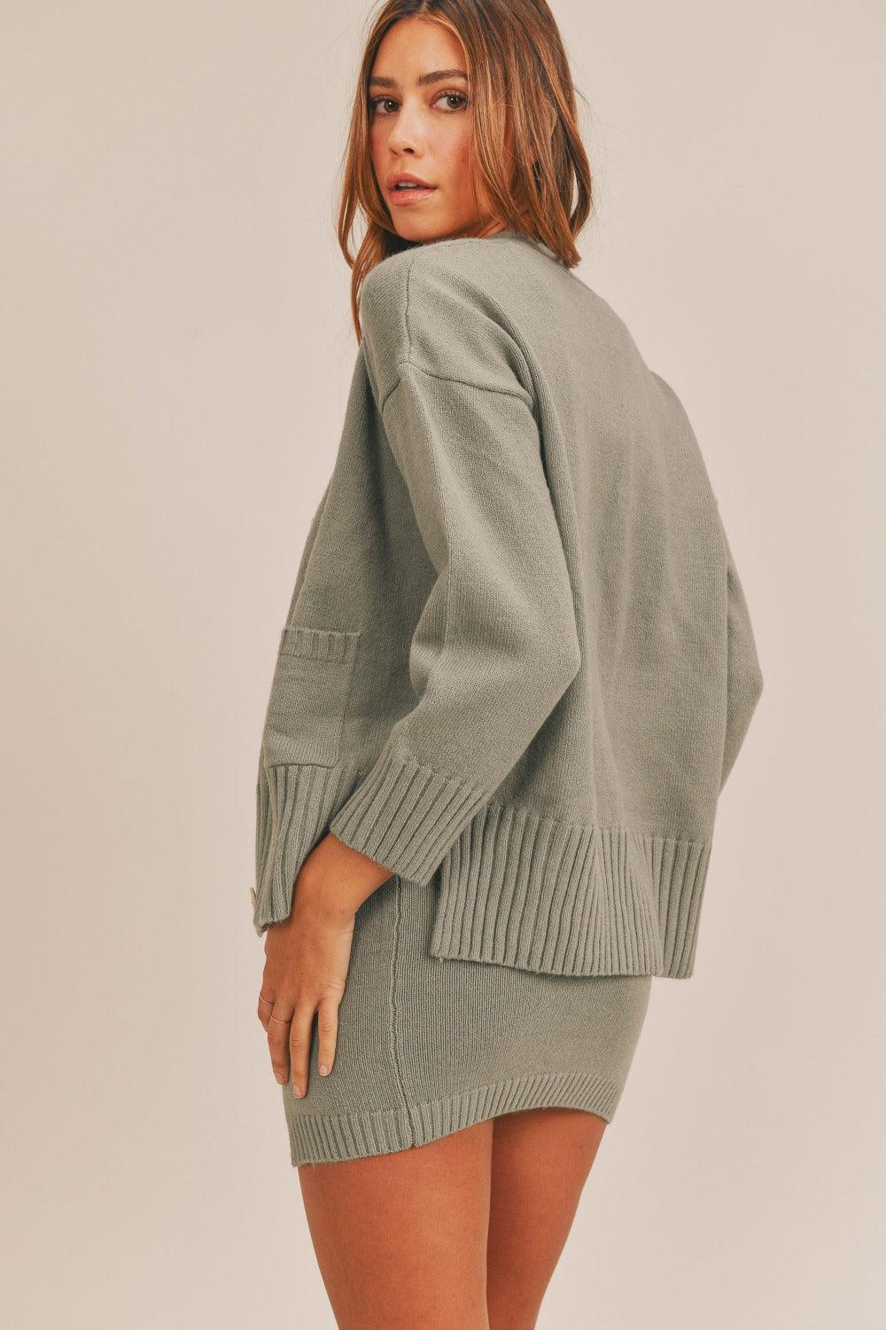 MABLE 3 Pieces Sweater Set with Crop Cami, Mini Skirt, Cardigan Carauana Store