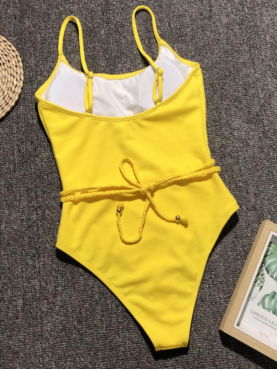 Ribbed Tie Waist One-Piece Swimsuit Carauana Store