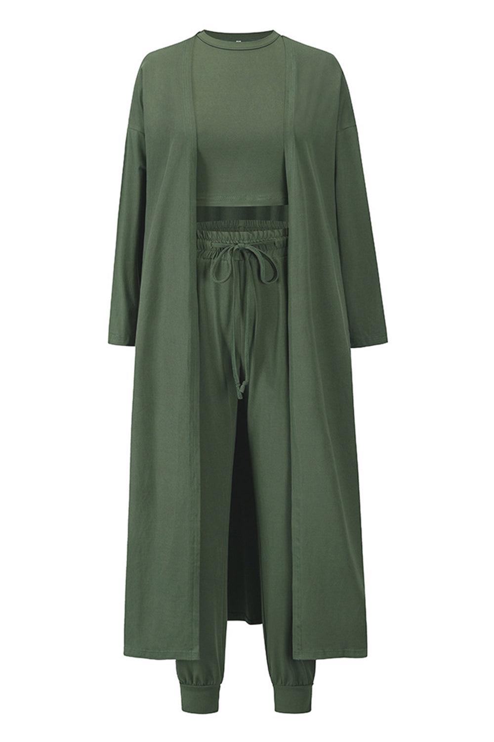 Tank, Pants, and Cardigan Set with Pockets Carauana Store
