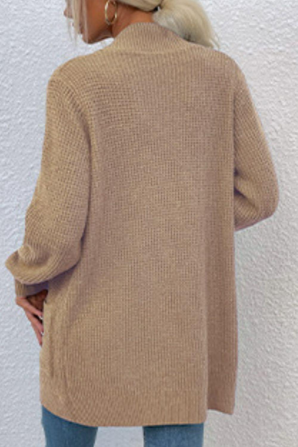 Open Front Rib-Knit Cardigan with Pockets Carauana Store