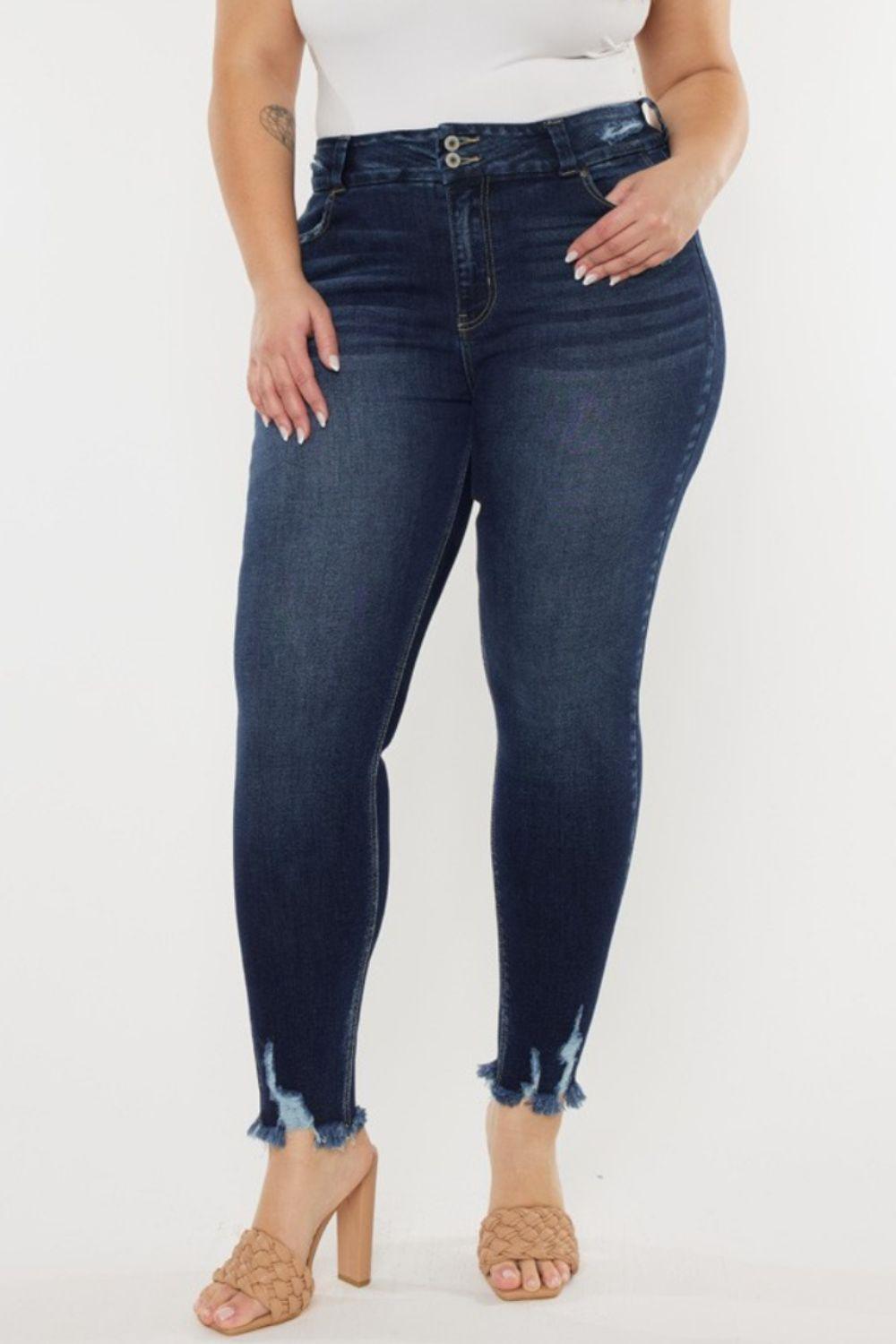 Kancan Full Size Cat's Whiskers Raw Hem High Waist Jeans Carauana Store