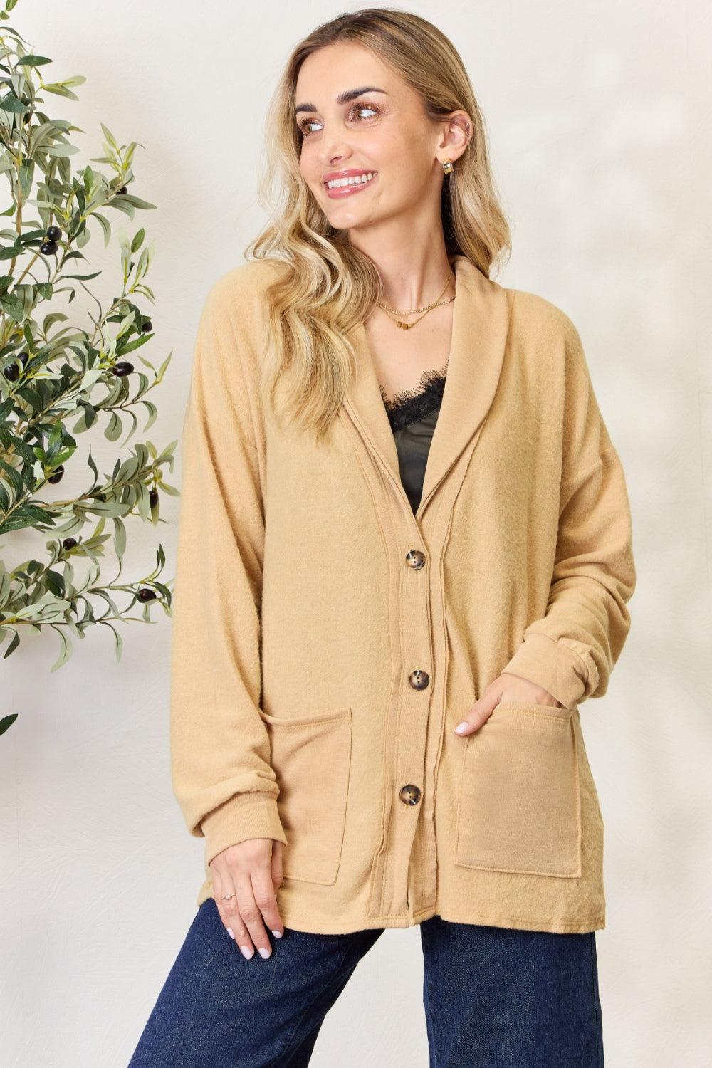 Heimish Full Size Button Up Long Sleeve Cardigan Carauana Store