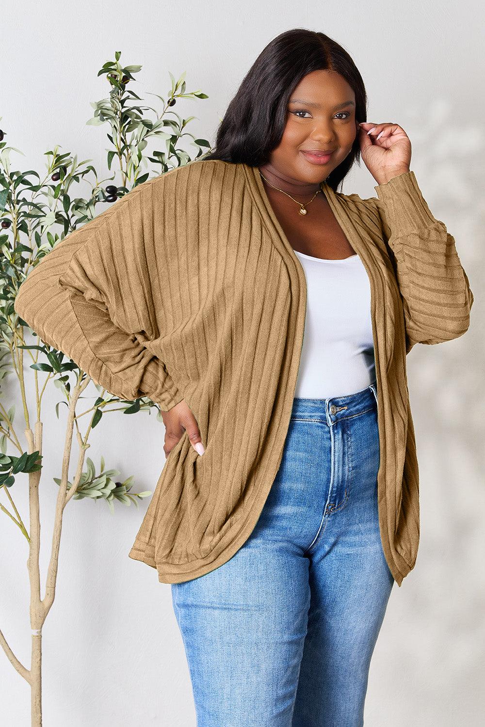 Basic Bae Full Size Ribbed Cocoon Cardigan Carauana Store