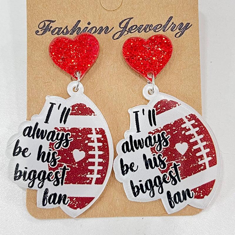 Heart Shape Sports Theme Acrylic Dangle Earrings Carauana Store