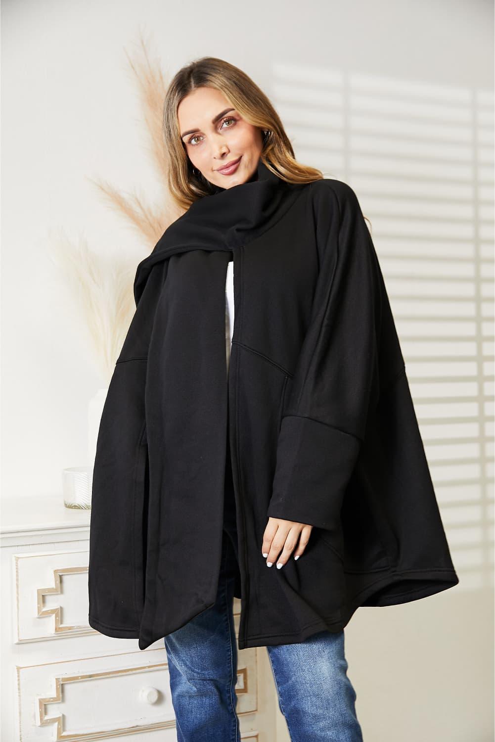 HEYSON Full Size Open Front Cardigan with Scarf Design Carauana Store