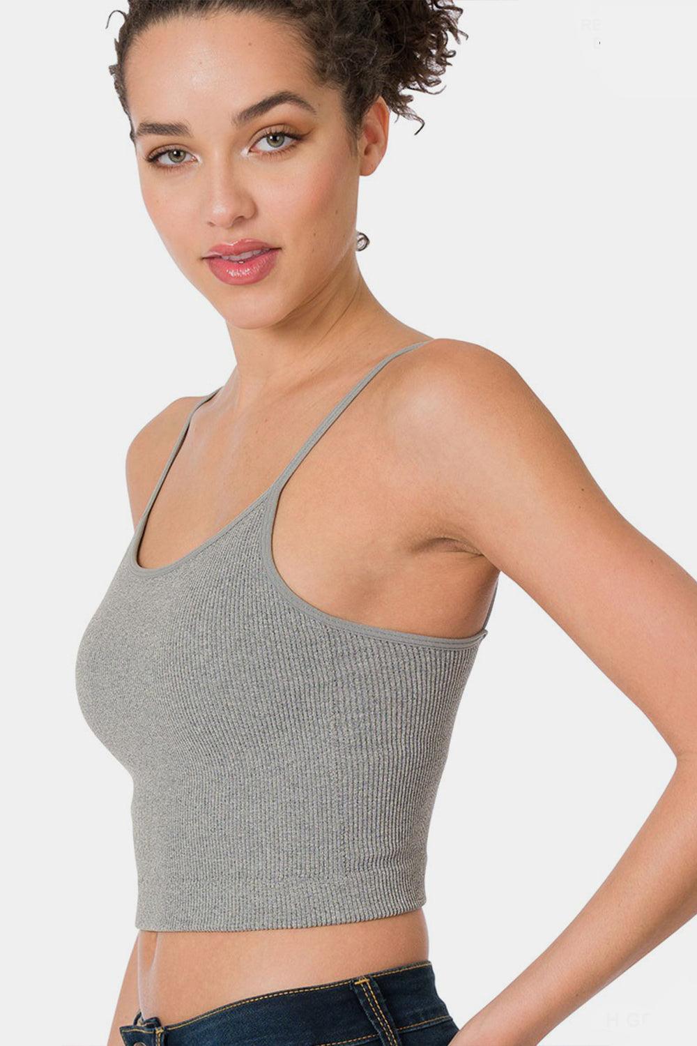 Zenana Ribbed Seamless Cropped Cami with Bra Pads Carauana Store