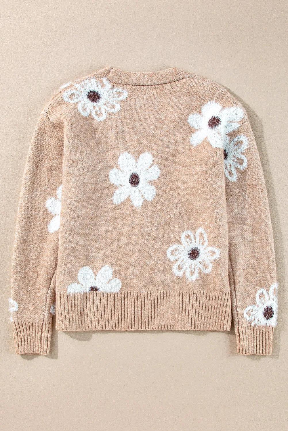 Flower Button Up Long Sleeve Cardigan Carauana Store