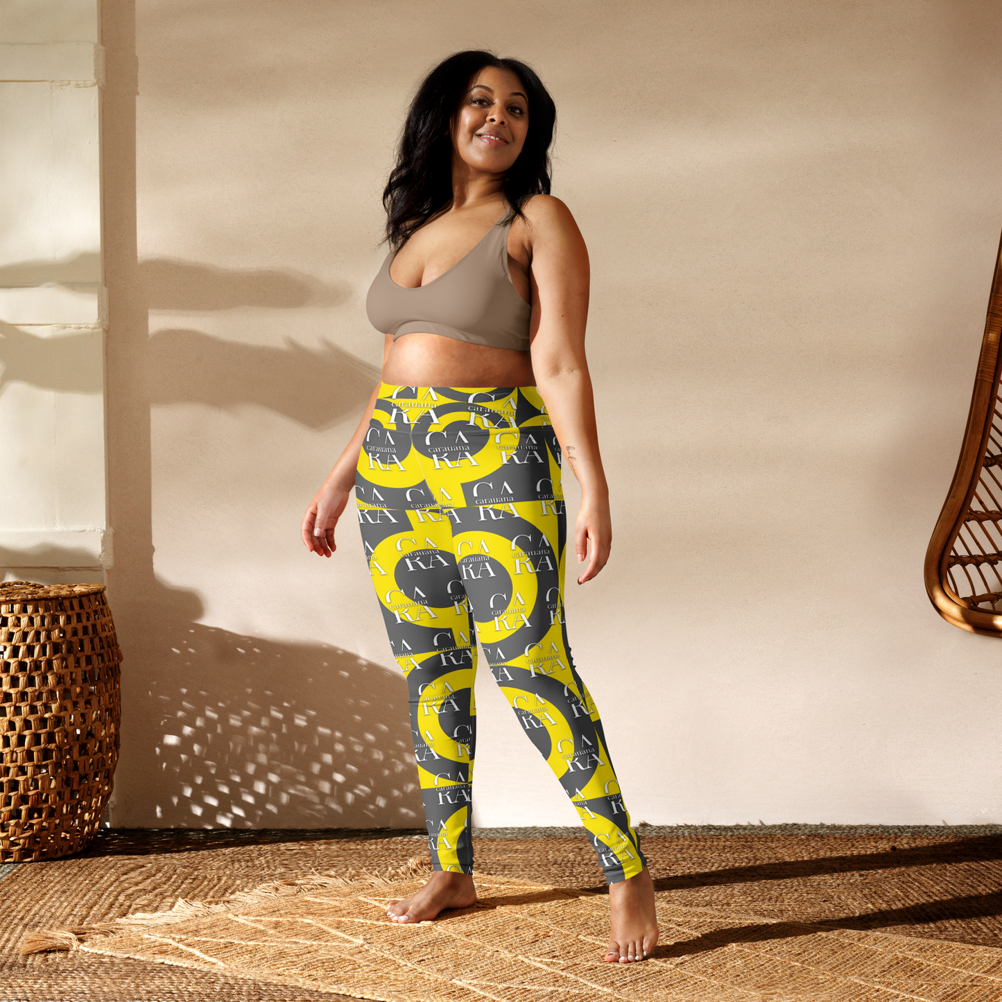 CaRaUaNa Leggings SPORT Grey Yellow Yoga Carauana Store