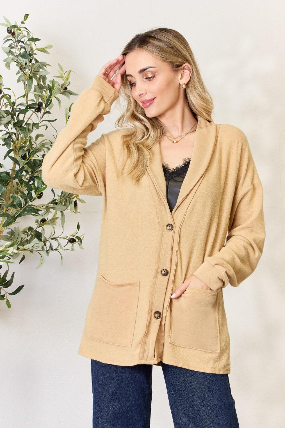 Heimish Full Size Button Up Long Sleeve Cardigan Carauana Store
