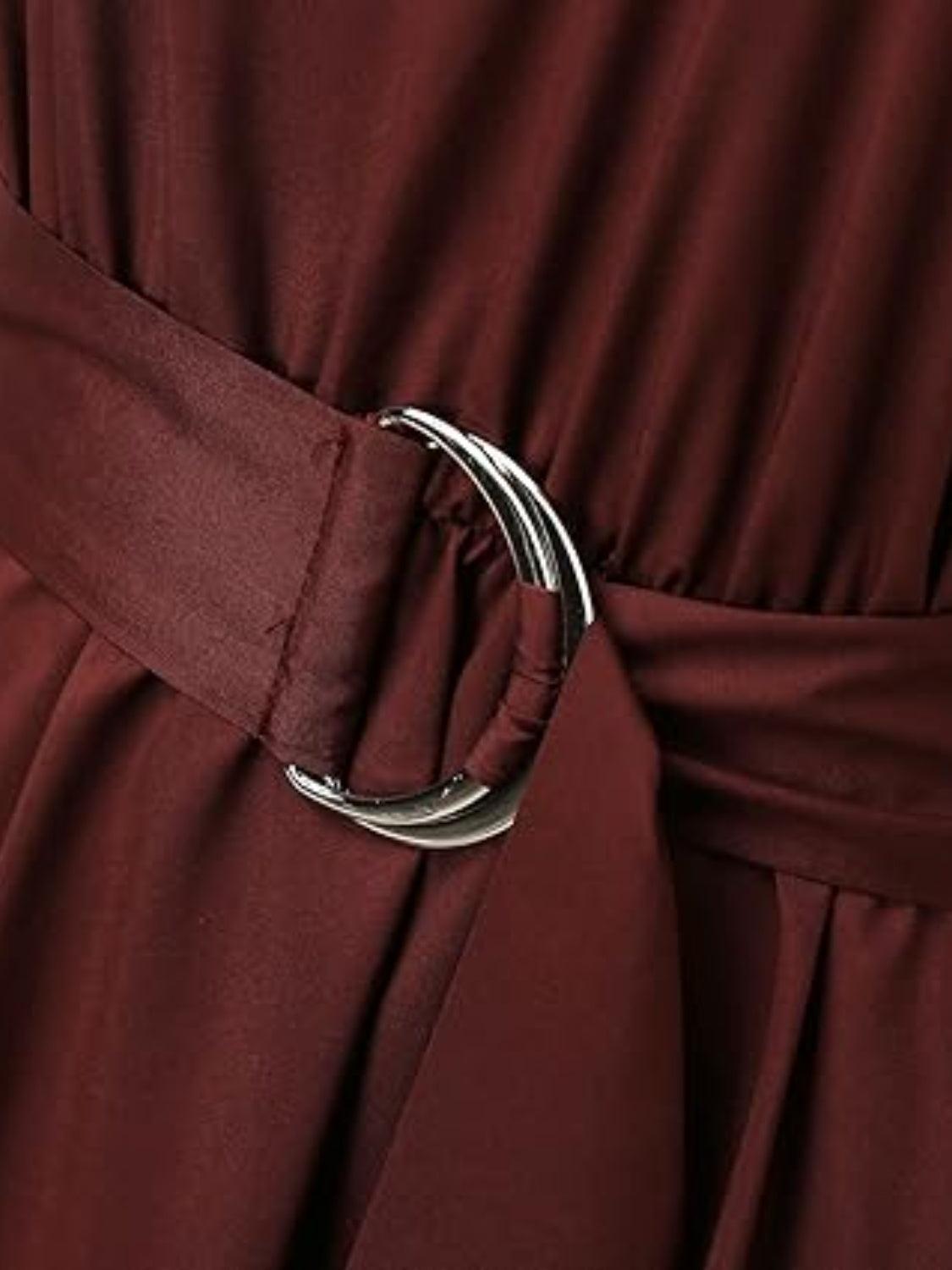 Ruched V-Neck Cap Sleeve Dress Carauana Store