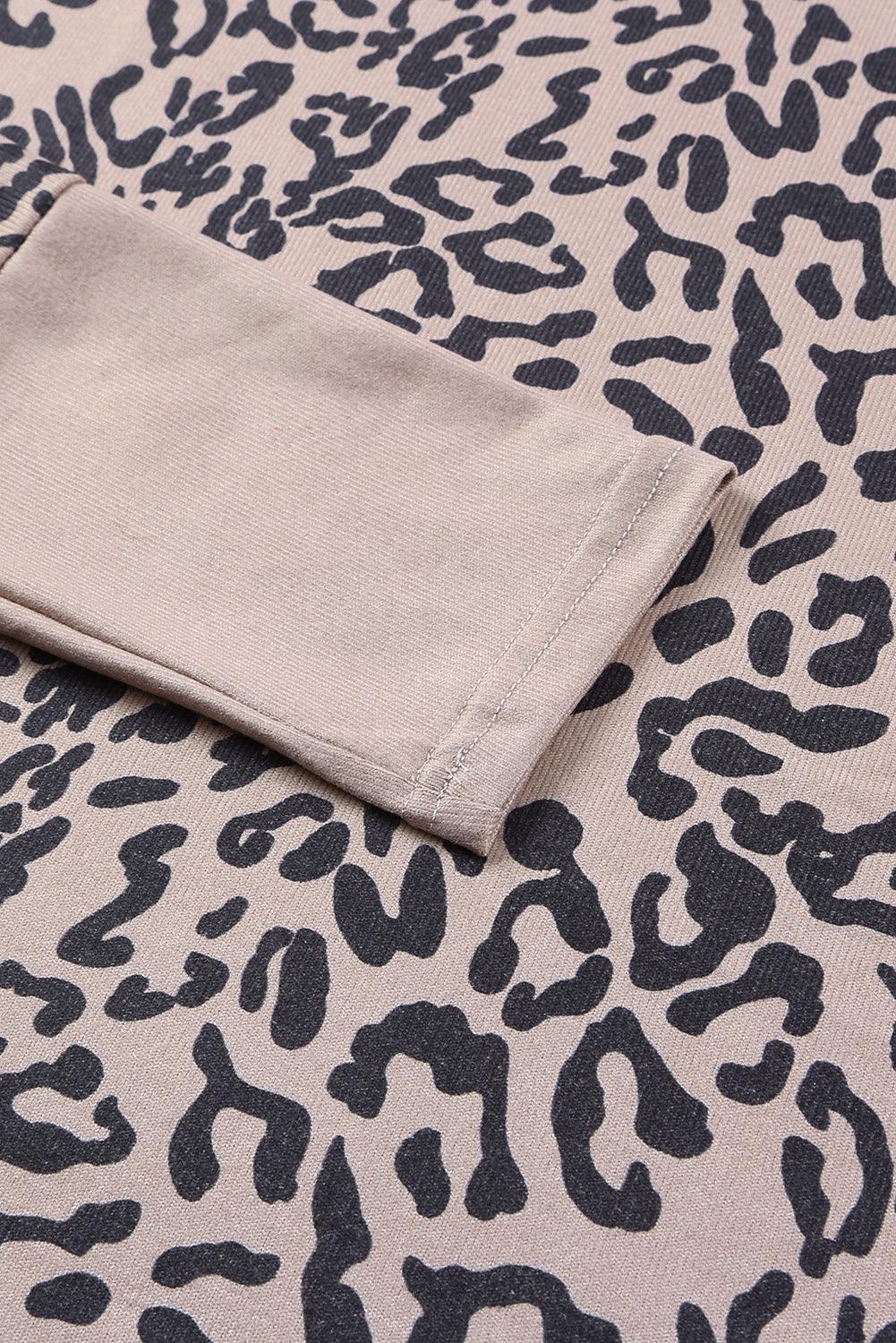 Leopard Open Front Long Sleeve Cover-Up Carauana Store