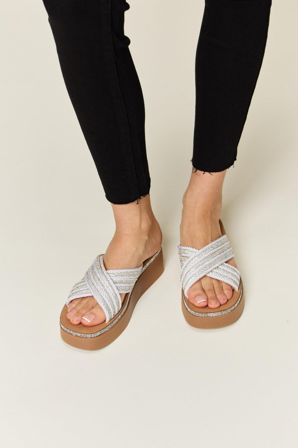 Forever Link Rhinestone Platform Wedge Sandals Carauana Store