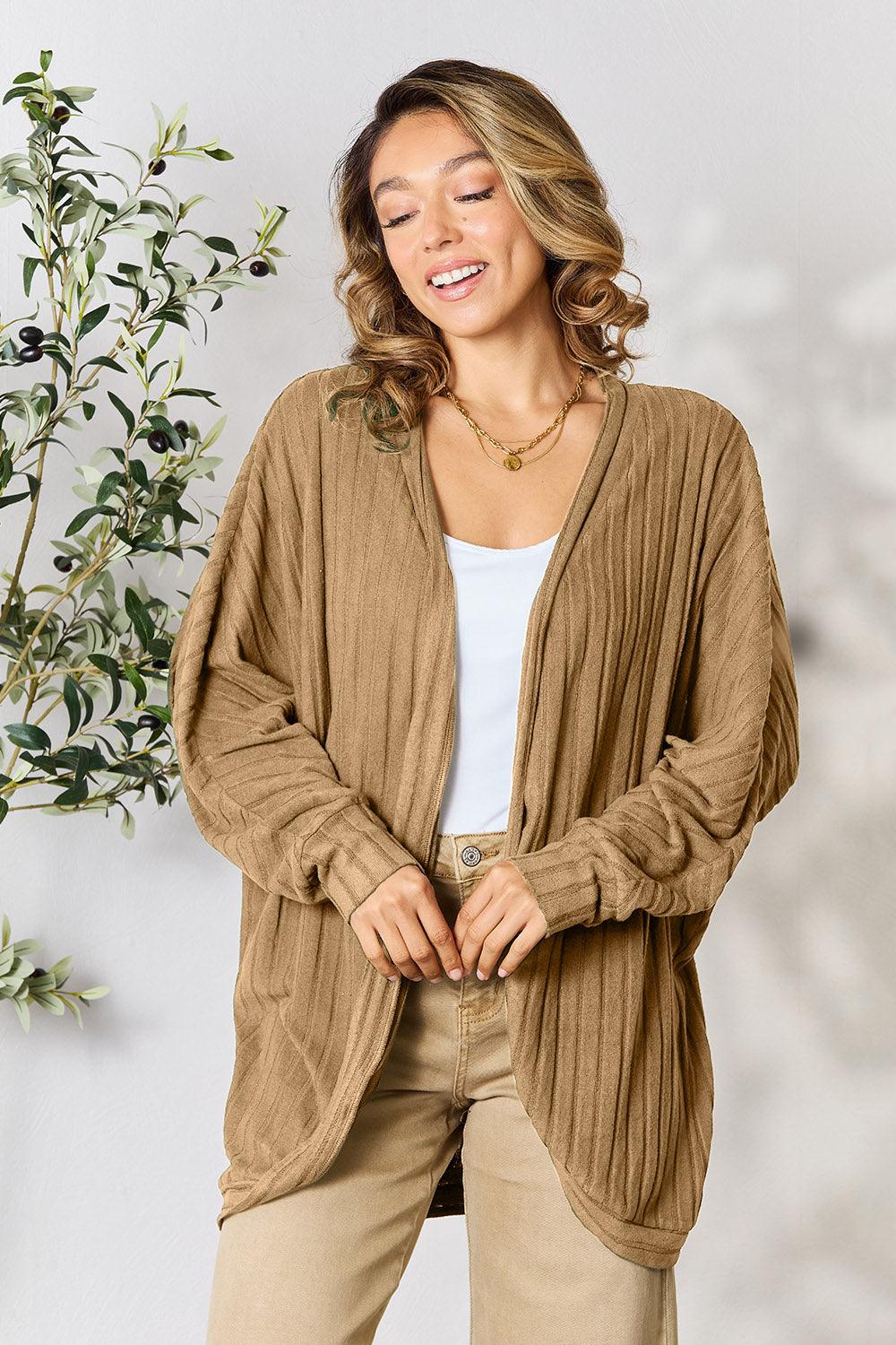 Basic Bae Full Size Ribbed Cocoon Cardigan Carauana Store