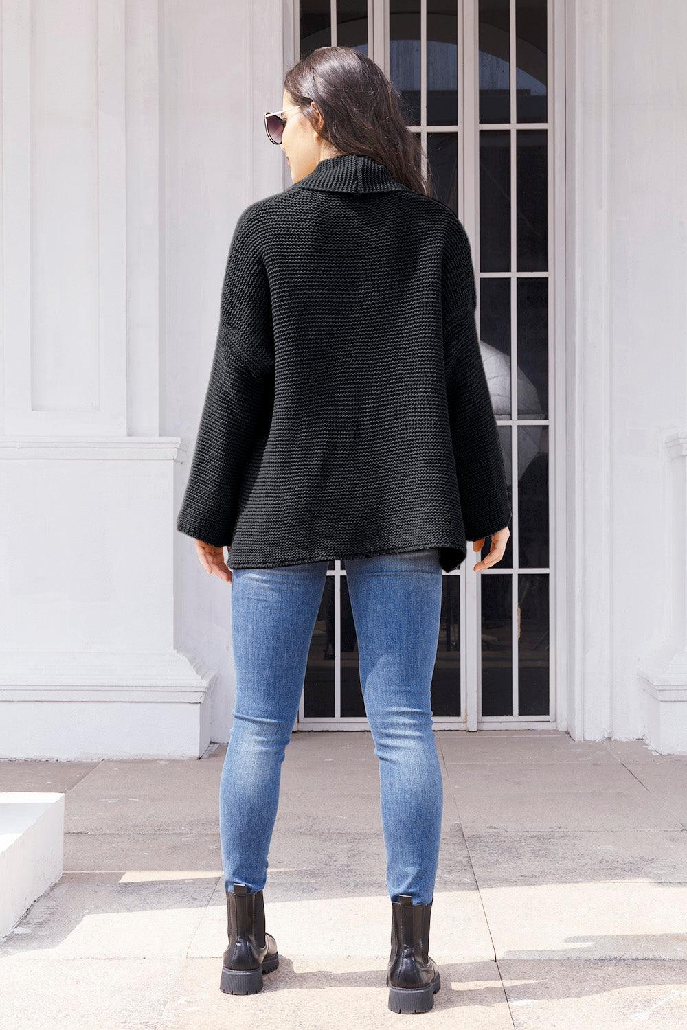 Tied Open Front Long Sleeve Cardigan Carauana Store