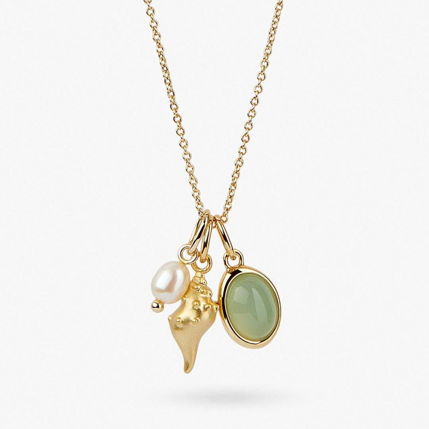 14K Gold-Plated Natural Crystal Conch Pendant Necklace Carauana Store