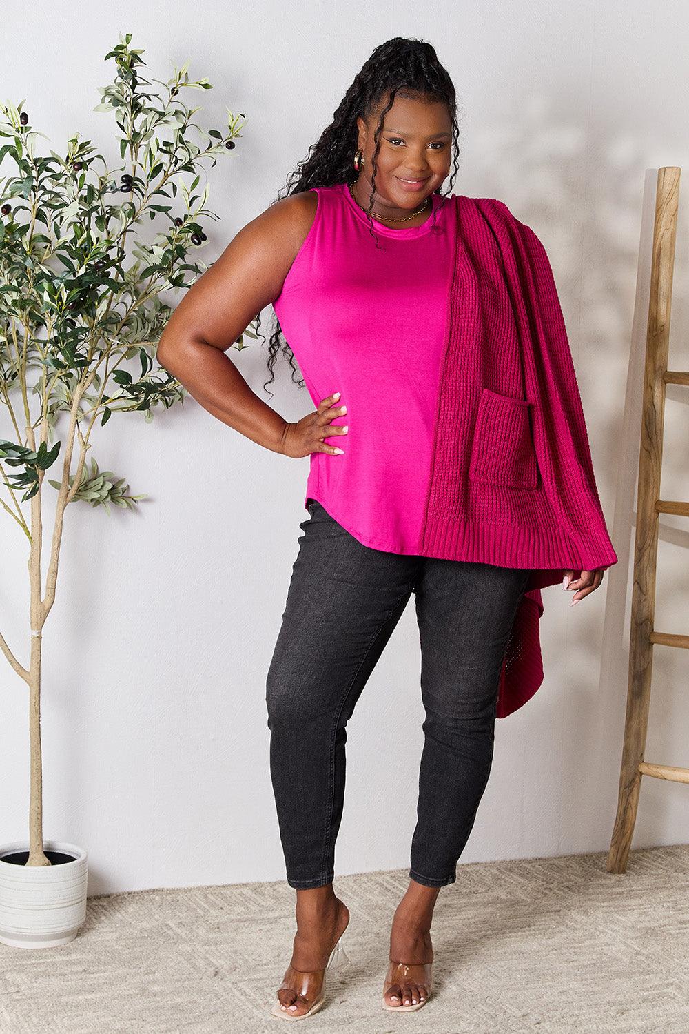 Zenana Full Size Waffle-Knit Open Front Cardigan Carauana Store