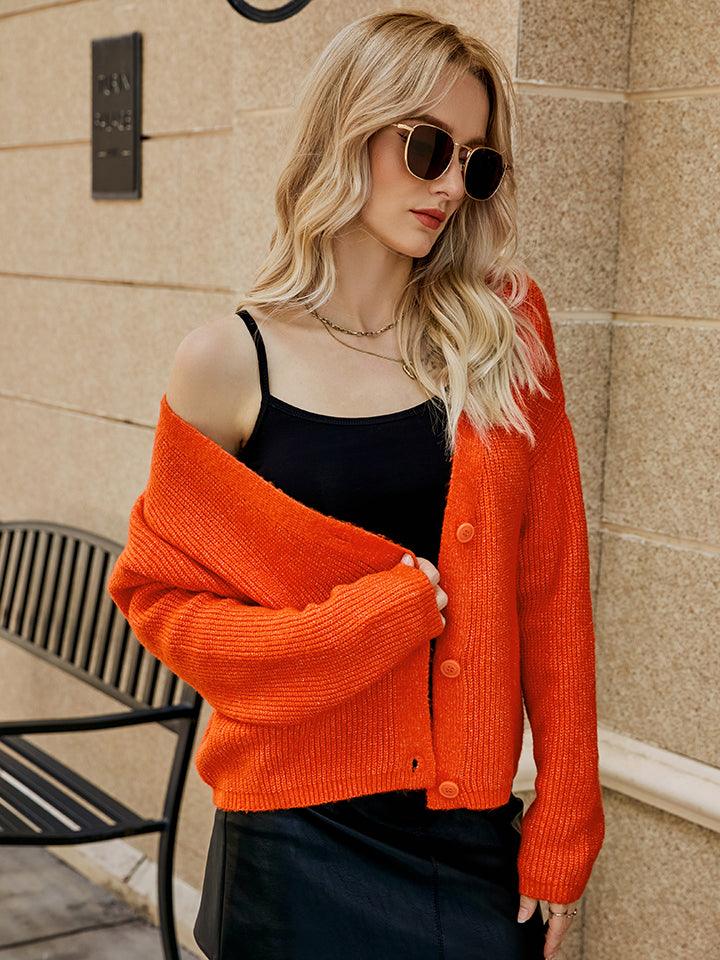 Dropped Shoulder Button Up Cardigan Carauana Store