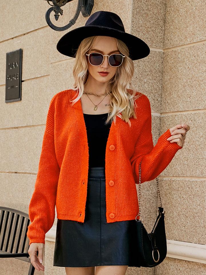 Dropped Shoulder Button Up Cardigan Carauana Store