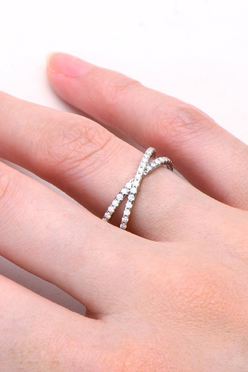 Moissanite 925 Sterling Silver Crisscross Ring Carauana Store