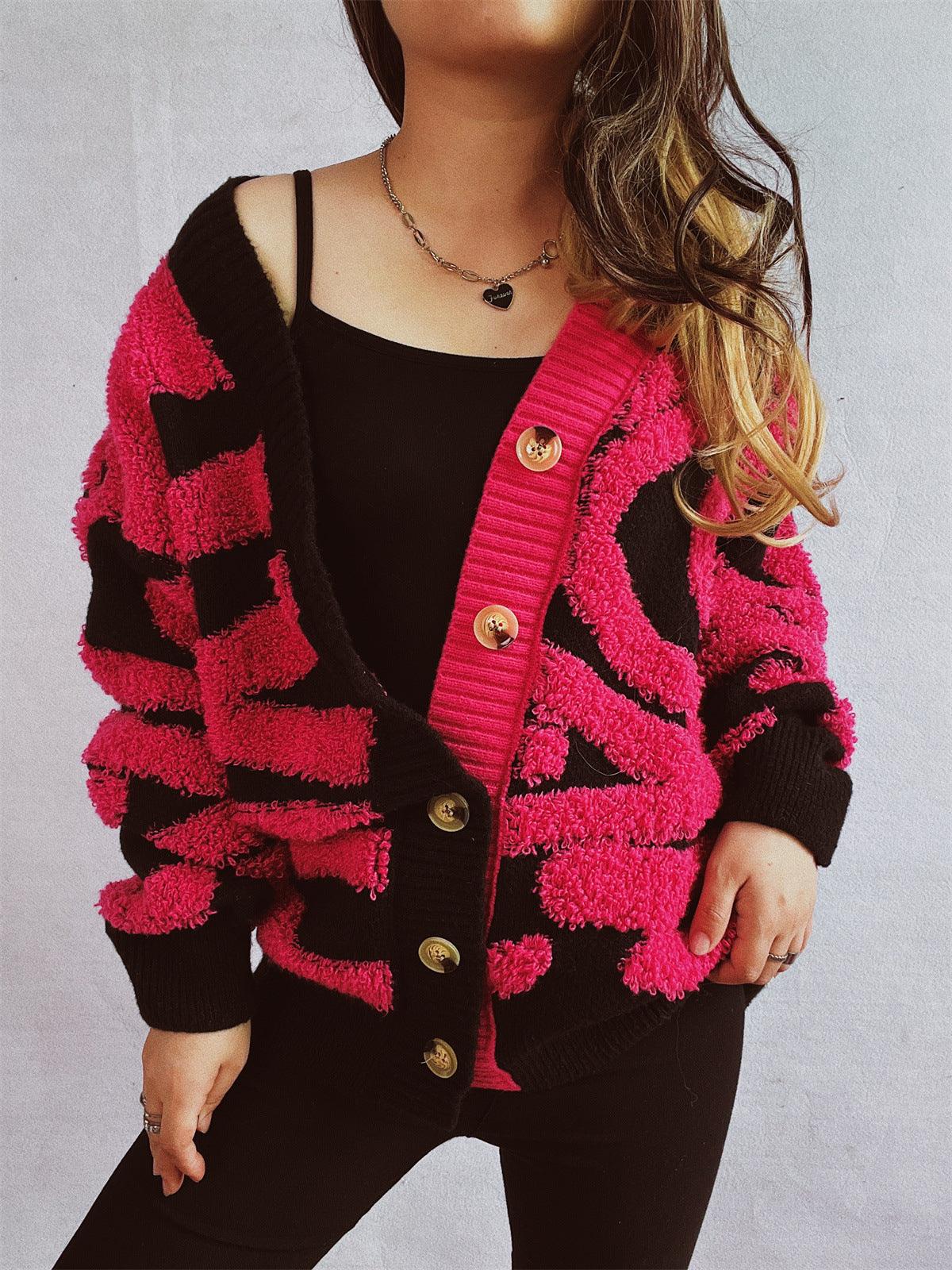 Contrast Button Up Long Sleeve Cardigan Carauana Store