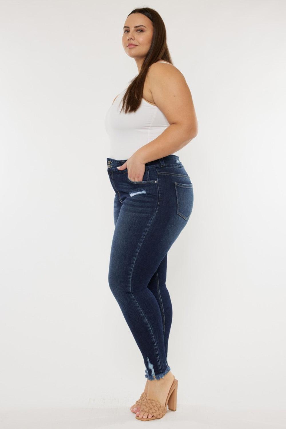 Kancan Full Size Cat's Whiskers Raw Hem High Waist Jeans Carauana Store