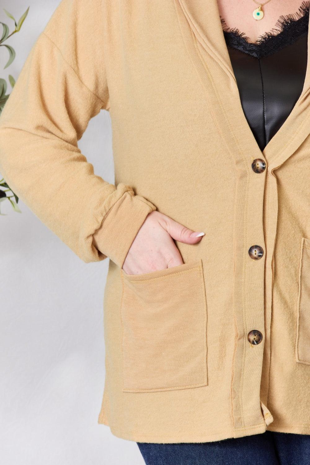 Heimish Full Size Button Up Long Sleeve Cardigan Carauana Store