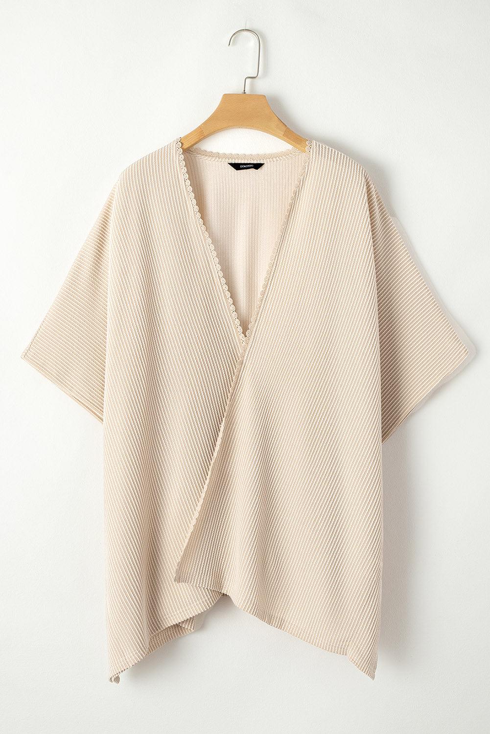 Lace Detail Open Front Half Sleeve Cover Up Carauana Store