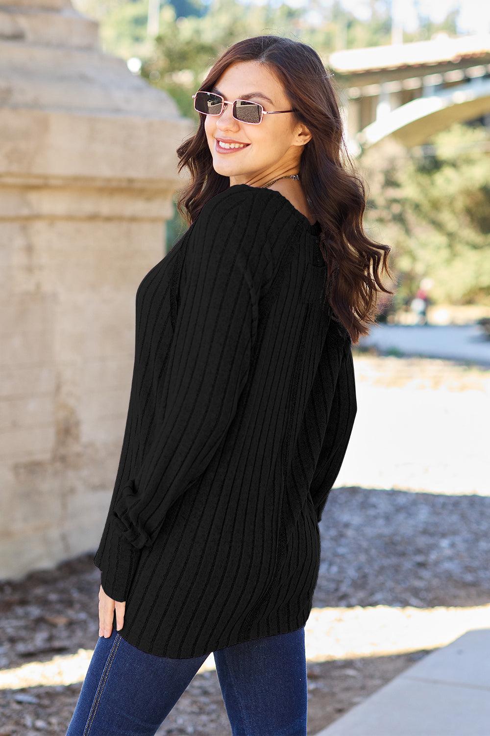 Basic Bae Full Size Ribbed Round Neck Long Sleeve Knit Top Carauana Store
