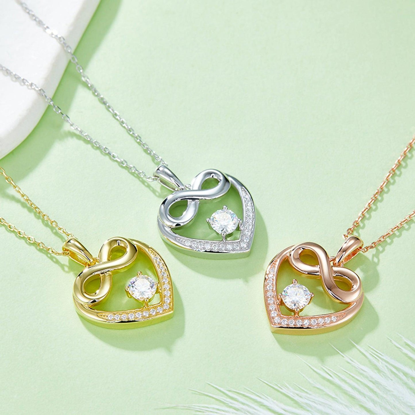 Moissanite 925 Sterling Silver Heart Necklace Carauana Store