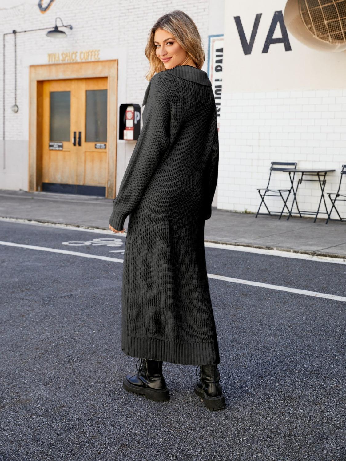 Full Size Collared Open Front Duster Cardigan Carauana Store