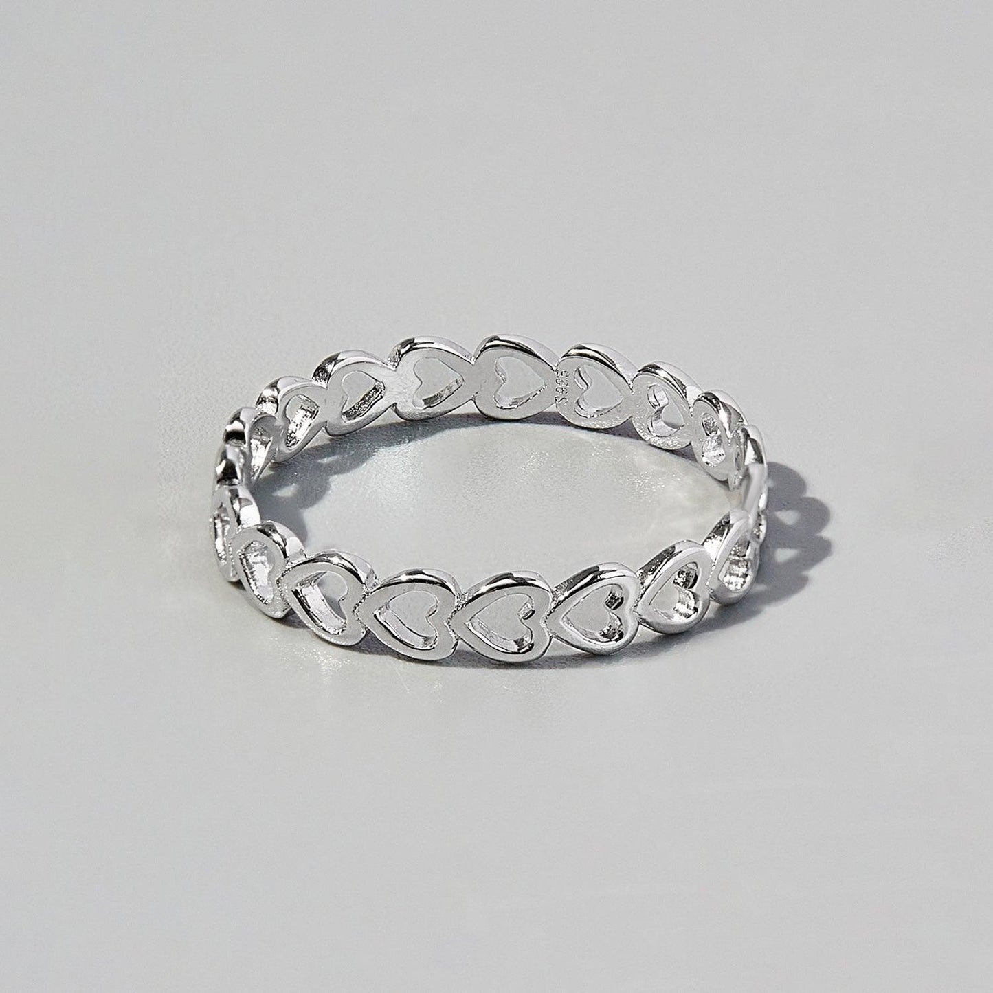 925 Sterling Silver Heart Link Ring Carauana Store