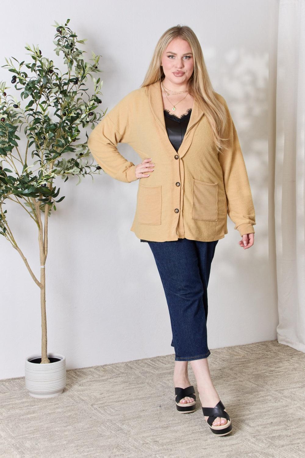 Heimish Full Size Button Up Long Sleeve Cardigan Carauana Store