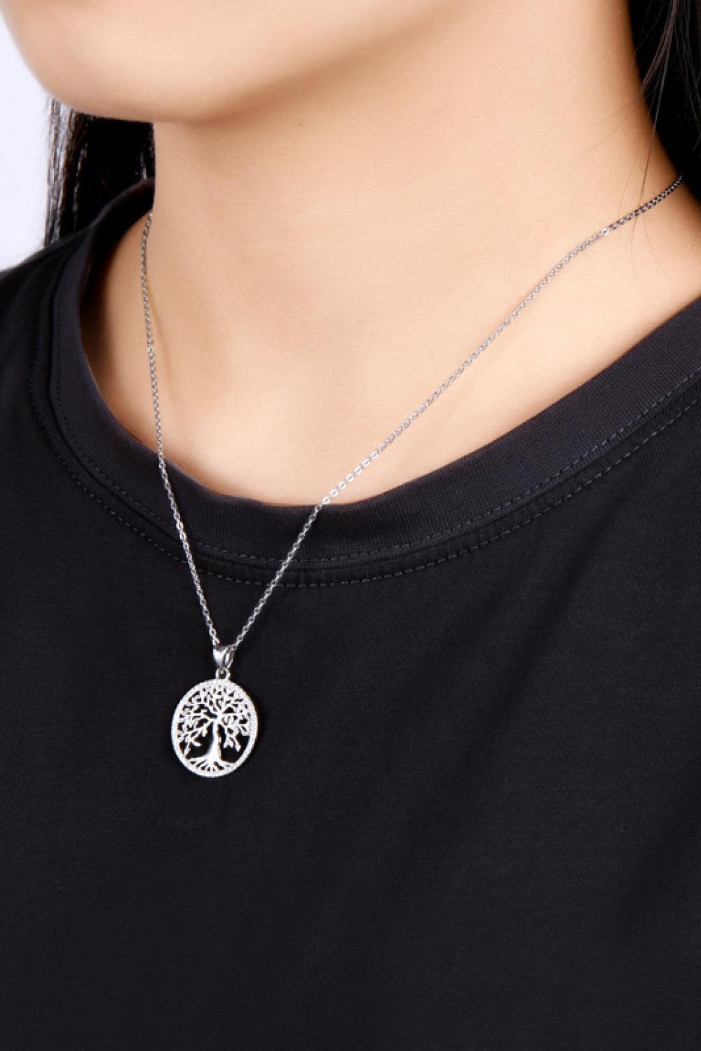 Adored 925 Sterling Silver Moissanite Tree Pendant Necklace Carauana Store