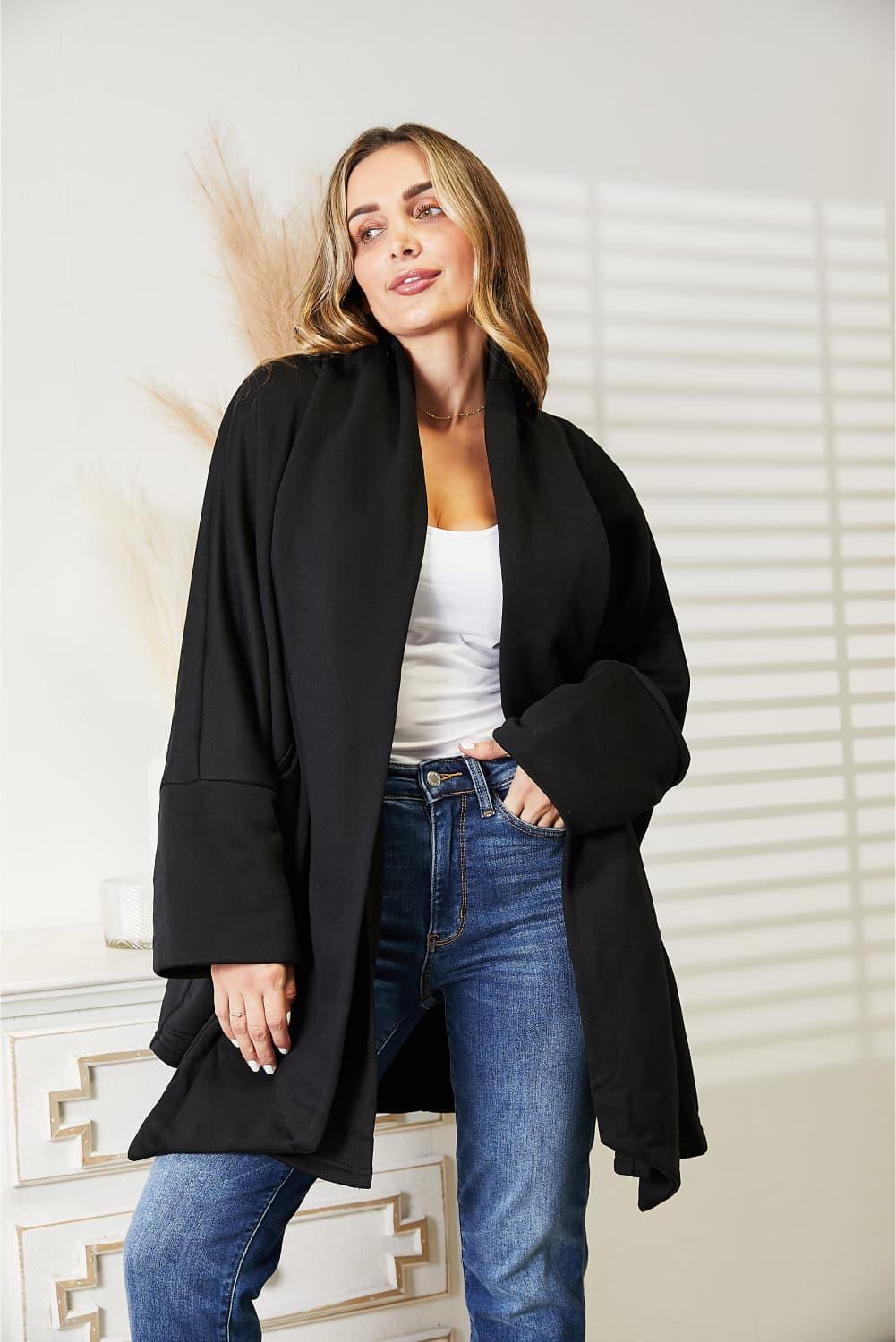 HEYSON Full Size Open Front Cardigan with Scarf Design Carauana Store