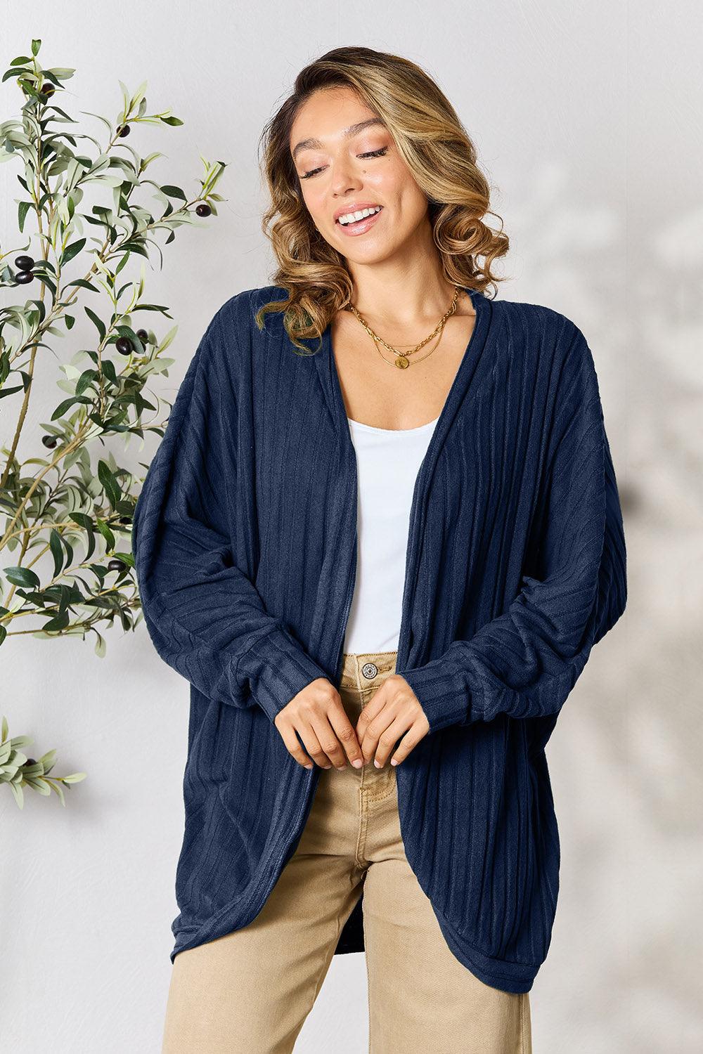 Basic Bae Full Size Ribbed Cocoon Cardigan Carauana Store