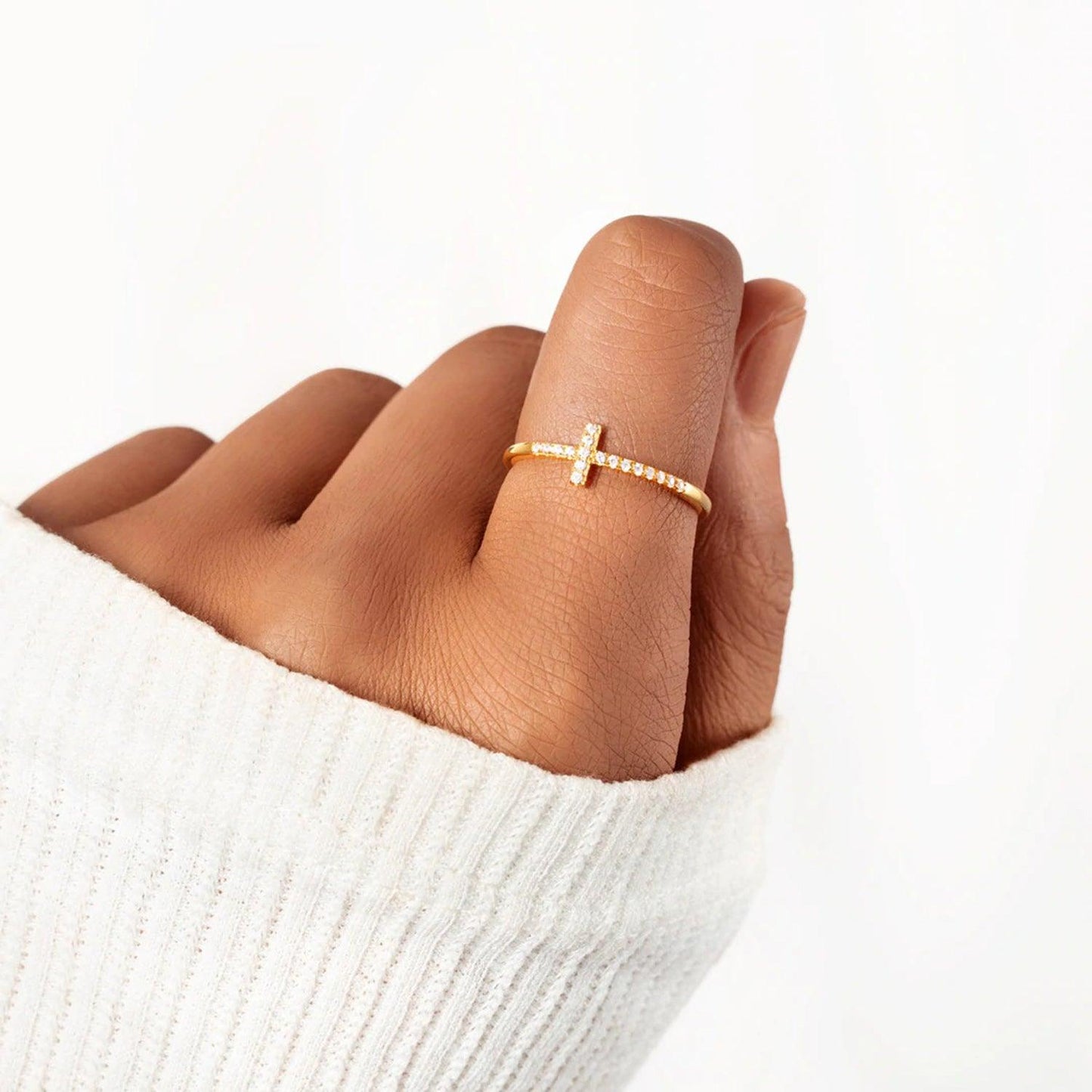 Cross Inlaid Zircon 925 Sterling Silver Ring Carauana Store