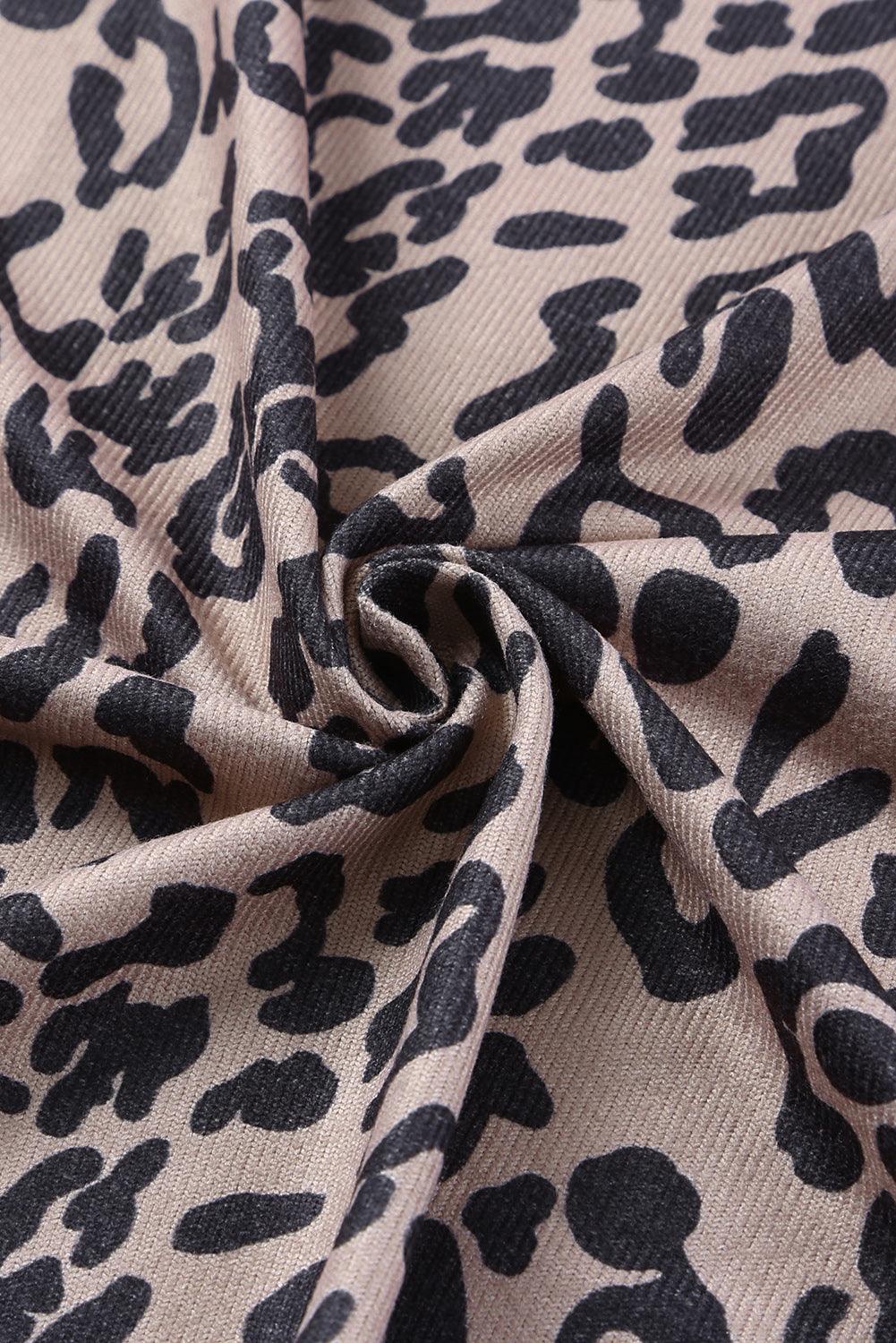 Leopard Open Front Long Sleeve Cover-Up Carauana Store