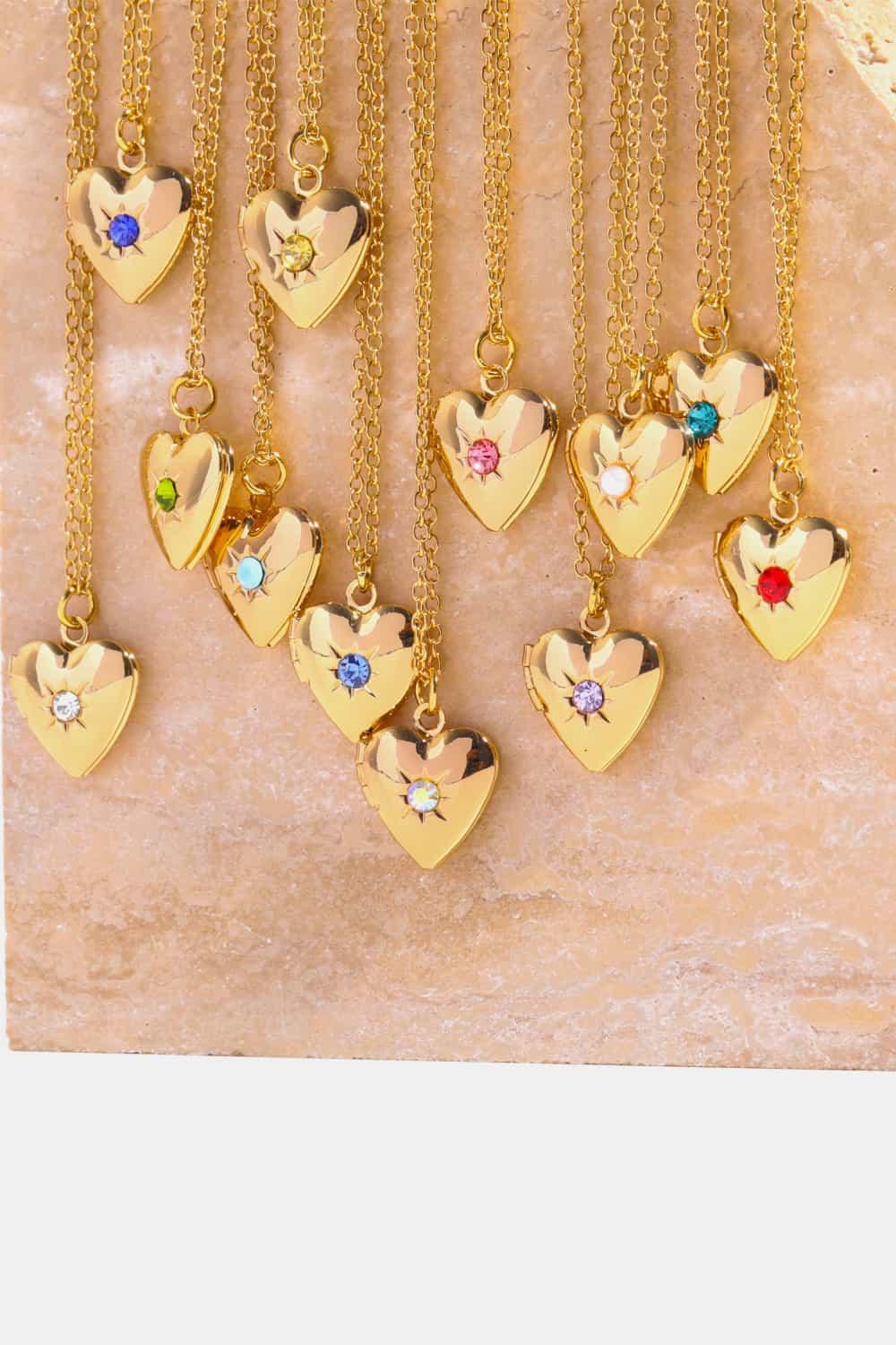 Zircon Heart Shape 14K Gold-Plated Pendant Necklace Carauana Store