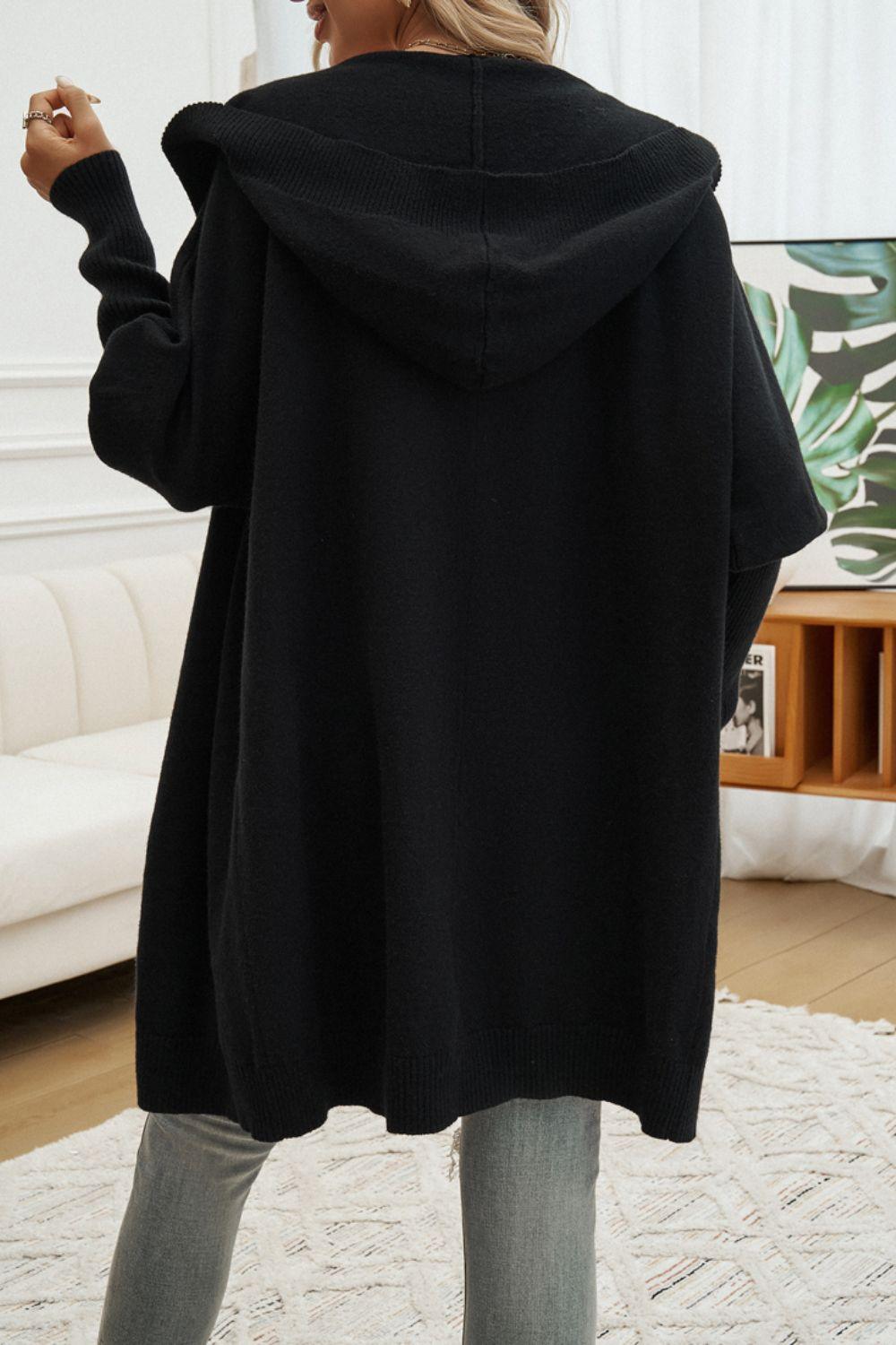 Devine Button Up Long Sleeve Hooded Cardigan Carauana Store