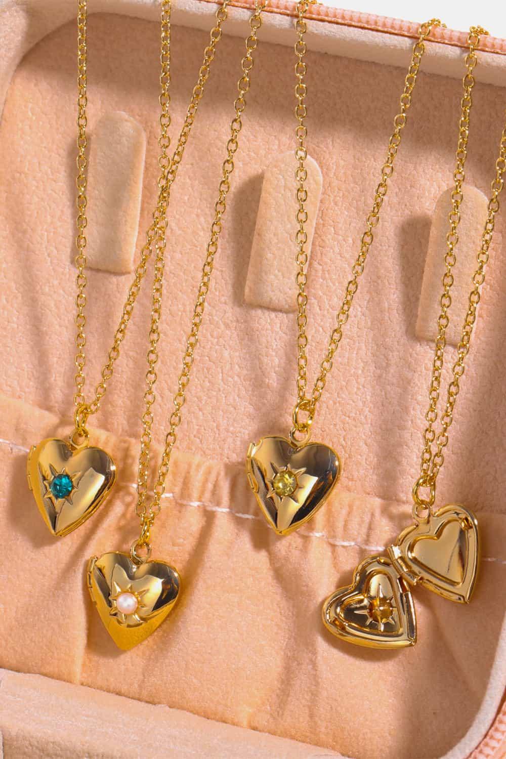 Zircon Heart Shape 14K Gold-Plated Pendant Necklace Carauana Store
