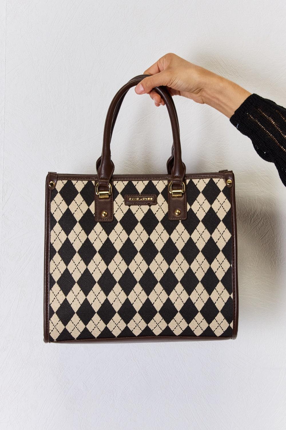 David Jones Argyle Pattern PU Leather Handbag Carauana Store