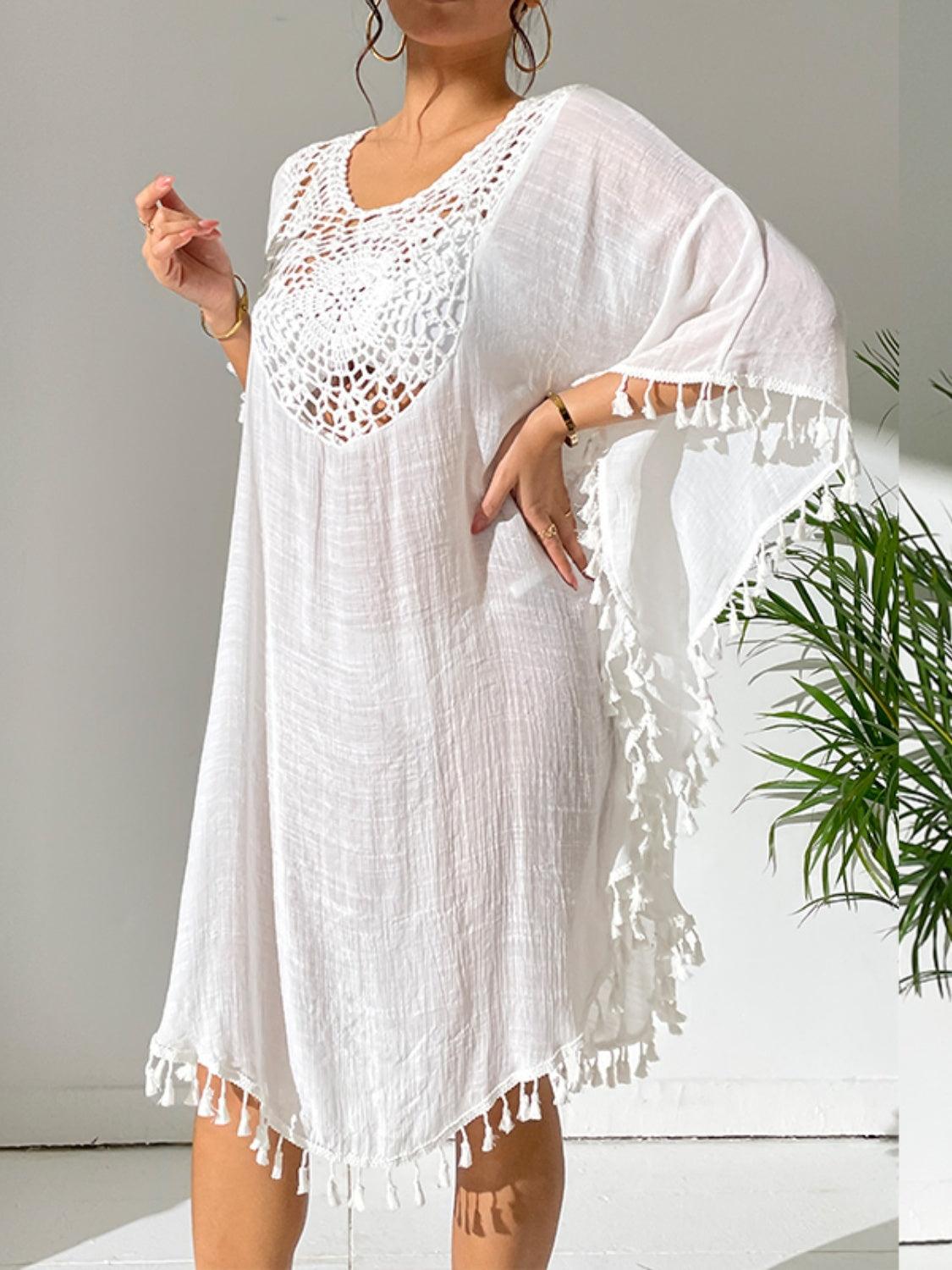 Tassel Cutout Scoop Neck Cover-Up Dress Carauana Store