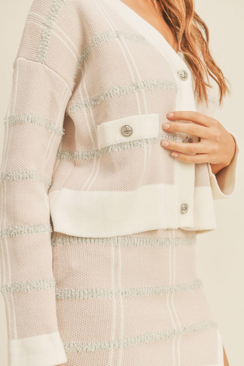 MABLE Plaid Button Down Sweater Cardigan and Mini Skirt Set Carauana Store