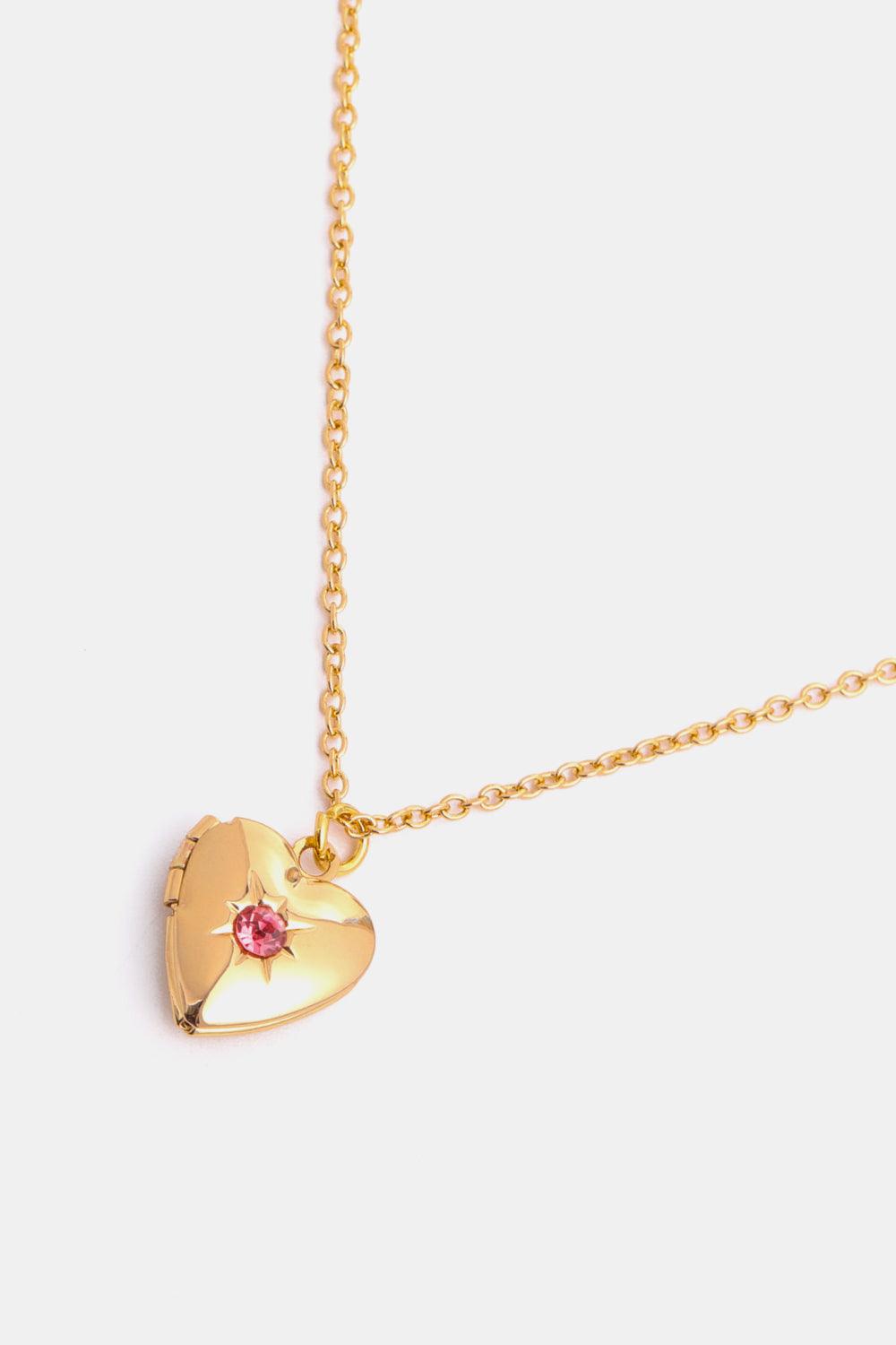 Zircon Heart Shape 14K Gold-Plated Pendant Necklace Carauana Store